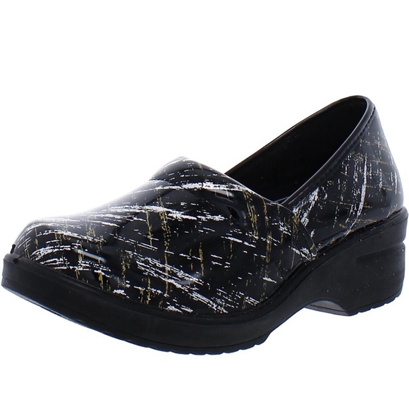 Easy Works by Easy Street Womens Laurie Faux Leather Clogs Shoes Black - Picture 1 of 5